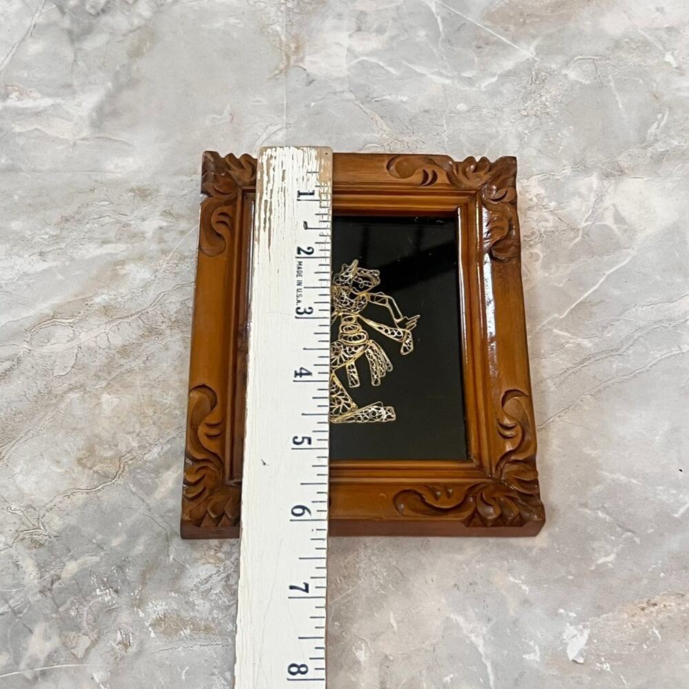 Vintage Tribal Art Fusion Warli Dhokra Indian Art Hand Carved Wood Frame - Picture 7 of 12
